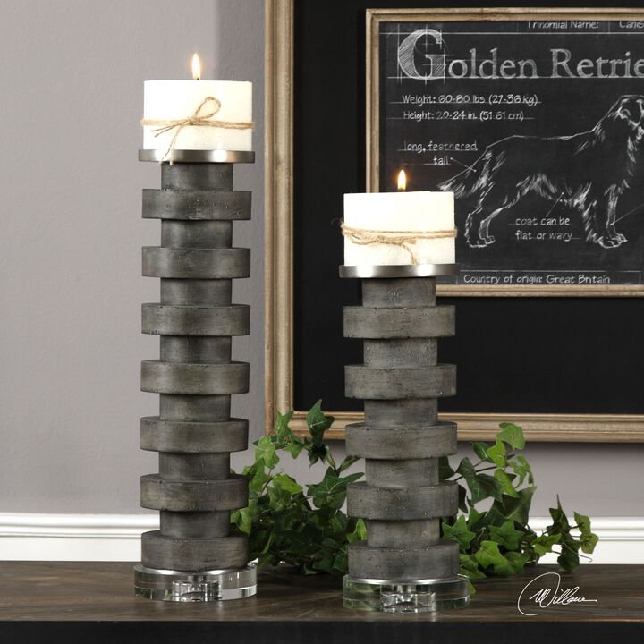 Uttermost Karun Concrete Candleholders S/2